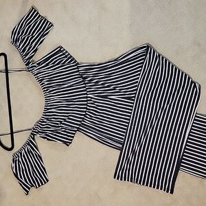 Pinstripe jumpsuit in size small.